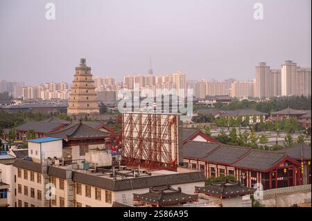 La pagoda d'oca selvatica di 1300 anni di prima mattina a Xian, provincia di Shaanxi, Cina Foto Stock