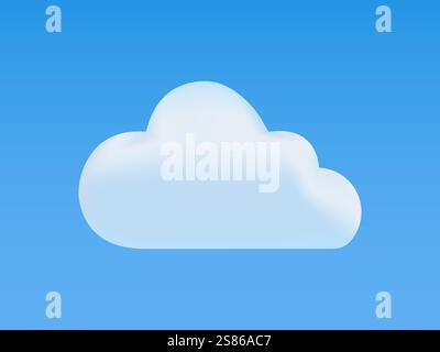 Nuvola di colore bianco brillante su sfondo blu cielo. Icona cloud, forma nuvola. Forme diverse nuvole sfumature e design 3D. Design per Element per logo Illustrazione Vettoriale