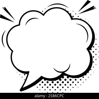 Una bolla di fumetti retrò vuota con sfondo a mezzitoni ti aspetta per essere riempita con un messaggio personalizzato, perfetta per fumetti e disegni pop art Illustrazione Vettoriale
