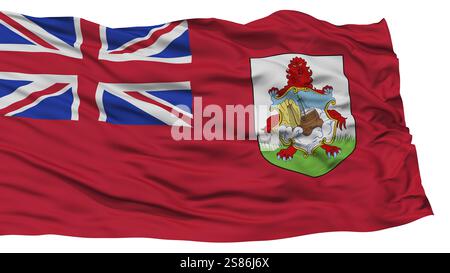 Bandiera delle Bermuda isolata, che ondeggia su sfondo bianco, alta risoluzione Foto Stock