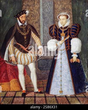 Enrico II di Francia (1519-1559) e Caterina de' Medici (1519-1589), re e regina di Francia, 1547-1559, ritratto a olio intorno al 1547 Foto Stock