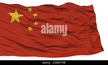Isolato Bandiera della Cina, sventola su sfondo bianco, ad alta risoluzione Foto Stock