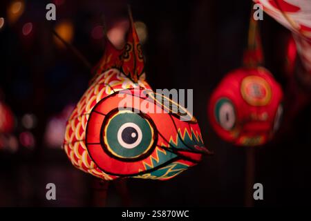 Lanterne di Capodanno lunare di notte Foto Stock