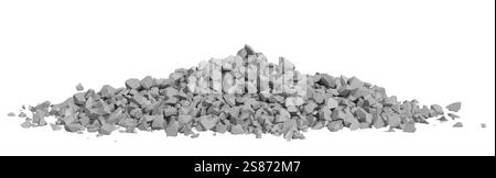 Rock di macerie e ciottoli in una piccola pila isolata su uno sfondo bianco Foto Stock