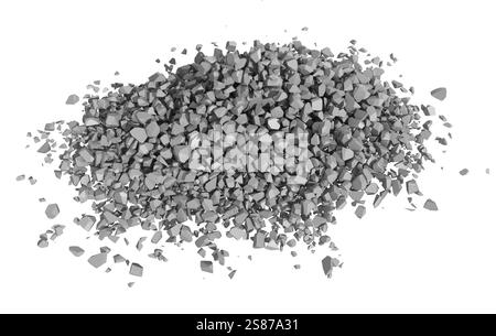 Rock di macerie e ciottoli in una piccola pila isolata su uno sfondo bianco Foto Stock