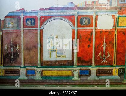 Muro affrescato da Villa della Farnesina - Museo Nazionale Romano di Palazzo massimo alle Terme - Roma, Italia Foto Stock
