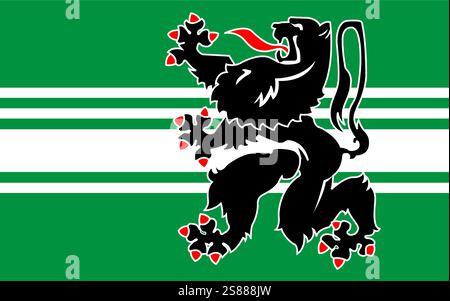 Bandiera della provincia delle Fiandre orientali (Regno del Belgio, regione delle Fiandre) Oost-Vlaanderen o Ôost-Vloandern Illustrazione Vettoriale