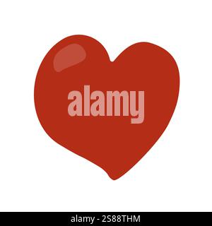 Un cuore vettoriale rosso disegnato a mano su sfondo bianco. Il simbolo degli amanti, San Valentino. Una dichiarazione d'amore. Illustrazione Vettoriale