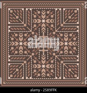 Elemento decorativo geometrico in stile etnico. Orient ornamento tradizionale. Stile boho. Motivo geometrico astratto senza cuciture elemento elegante per Illustrazione Vettoriale