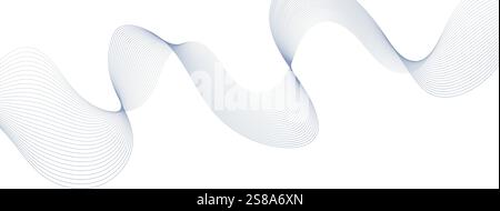 Sfondo delle linee d'onda astratte, elemento grafico di design con curve sottili, sfondo di flusso. Illustrazione Vettoriale