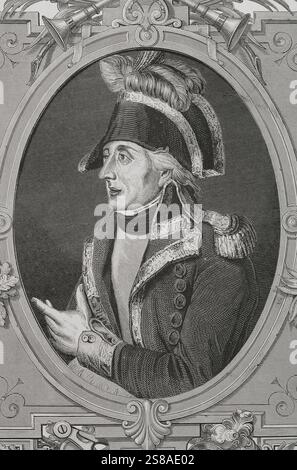 Jacques Dugommier (Jacques Francois Coquille), noto come Dugommier (1738-1794). Generale francese. Verticale. Incisione. Storia. Foto Stock