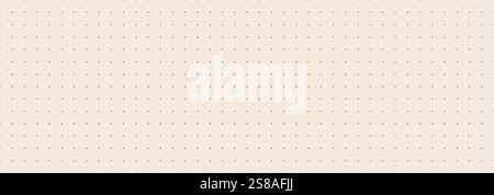 Pagina della piantatrice con perno beige con griglia quadrata tratteggiata. Semplice trama quadrata della carta. Sfondo con motivo elenco puntato retro per notebook. Carta da parati del foglio matematico scolastico ripetuto. Annotare il modello di carta. Vettore Illustrazione Vettoriale