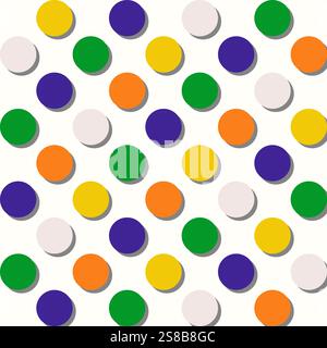 Colorato motivo di cerchi senza cuciture in colori vivaci, perfetto per design, tessuti e carte da parati moderni e di lusso. Illustrazione vettoriale di alta qualità Illustrazione Vettoriale