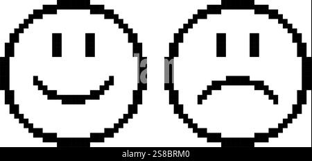 Icona del sorriso pixel art Illustrazione Vettoriale
