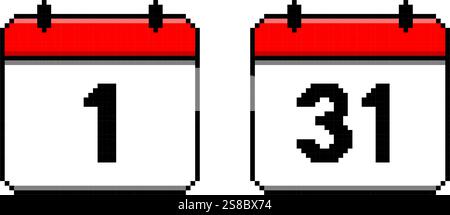 Stile pixel icona calendario design semplice Illustrazione Vettoriale