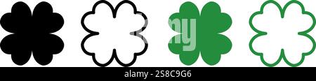 Simbolo icona Clover Imposta il design semplice di base Illustrazione Vettoriale