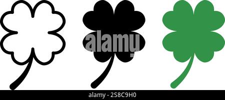 Simbolo icona Clover Imposta il design semplice di base Illustrazione Vettoriale