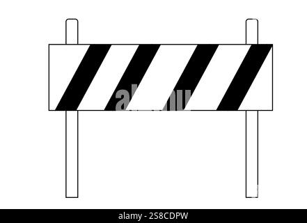 Cartello di blocco stradale, icona di protezione, simbolo. Recinzione di confine, equipaggiamento. sistema di sicurezza. Barriera stradale. Illustrazione vettoriale Illustrazione Vettoriale