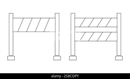 Cartello di blocco stradale, icona di protezione, simbolo. Recinzione di confine, equipaggiamento. sistema di sicurezza. Barriera stradale. Illustrazione vettoriale Illustrazione Vettoriale