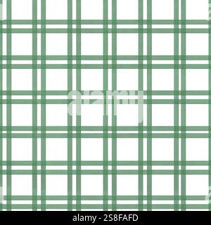 Sfondo isolato decorato con motivo a scacchi e motivo a quadri verde acquerello. Illustrazione della texture a righe con tratto geometrico disegnato a mano Foto Stock
