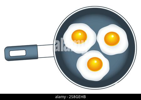 Immagine delle uova fritte in una padella Illustrazione Vettoriale