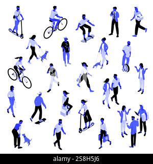 Gente di strada urbana isometrica Illustrazione Vettoriale