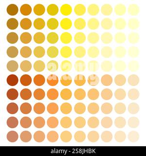 Cerchi sfumati gialli. Sbiadimento di colore arancione. Progettazione di punti geometrici. Vettore di campitura sfumatura. Illustrazione Vettoriale