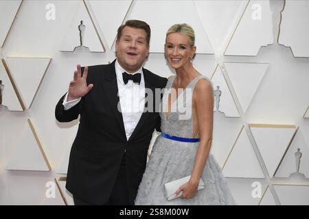 Julia Carey e James Corden arrivano al 92° Annual Academy Awards a Hollywood e Highland il 9 febbraio 2020 a Hollywood, California Foto Stock