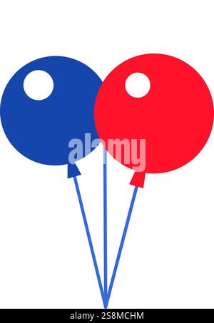 Palloncini dai colori della bandiera francese, per incontrare ospiti stranieri. Tradizionale simbolo festivo, attributi del giorno della bandiera francese. Icona vettore cartoni animati in nati Illustrazione Vettoriale