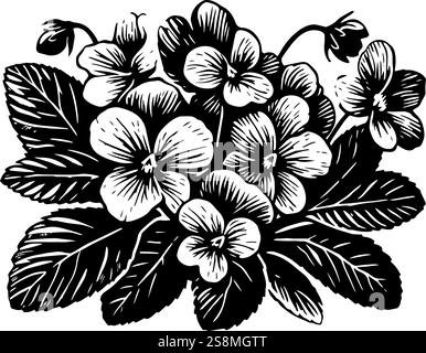 Un'illustrazione in bianco e nero di un gruppo di pannelli o viole Illustrazione Vettoriale