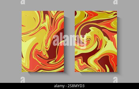 Onde di colore rosa con gradiente dinamico liquido. Marmo fluido. Sfondo geometrico astratto. Disegni per copertine, presentazioni, inviti, volantini, poster. Illustrazione Vettoriale