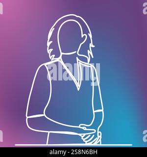 donna che disegna linee continue, vettore Illustrazione Vettoriale