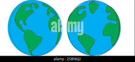 disegno della linea continua dello schizzo della terra, vettore Illustrazione Vettoriale