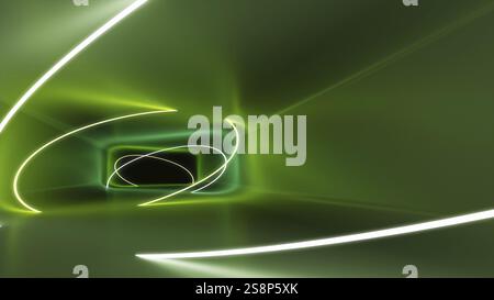Uno sfondo al neon illumina il tunnel. 3D illustrazione Foto Stock