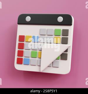 Un dolce simbolo dell'icona del calendario. Illustrazione 3D. Foto Stock