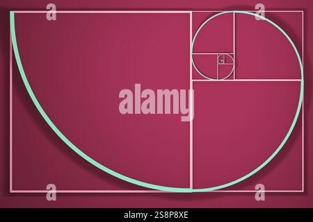 Illustrazione di uno schema a spirale Fibonacci Foto Stock