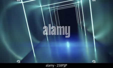 Un'illustrazione 3D del tunnel delle luci al neon Foto Stock