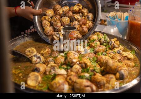 Festival del cibo nella capitale del Laos, Vientiane, una settimana di esposizione dei tipici piatti asiatici e delle prelibatezze di questo paese asiatico, i sapori. Foto Stock