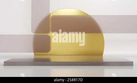 Visualizza lo sfondo con elementi di vetro sfocati. Illustrazione 3D Foto Stock