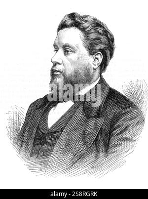 Ritratto di Charles Spurgeon (1834-1892) un inglese un particolare predicatore battista. Datata del XIX secolo Foto Stock