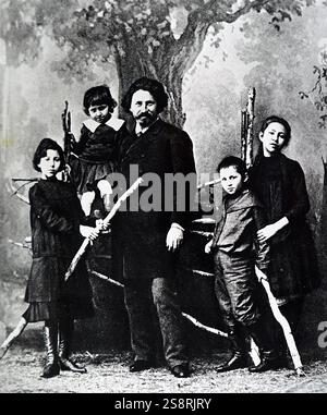 Fotografia di lya Repin (1844 - 1930) Russo pittore realista, nel suo studio di 1909. In data xx secolo Foto Stock