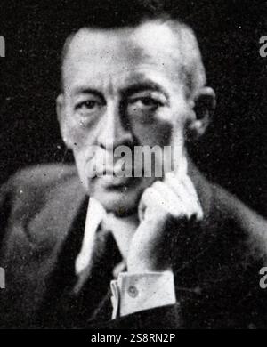 Ritratto fotografico di Sergej Rachmaninoff (1873-1943) un pianista Russo, compositore e direttore del tardo periodo romantico. In data xx secolo Foto Stock