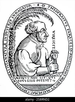 Ritratto di Paracelso (1493 - 1541) un medico svizzero, alchimista e astrologo del Rinascimento tedesco. Datata xvi secolo Foto Stock