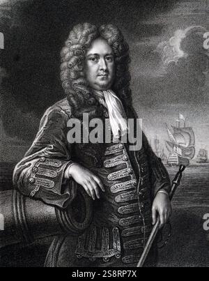 Ritratto di ammiraglio della flotta di Sir George Rooke (1650-1709) un inglese un ufficiale della marina. Datata xviii secolo Foto Stock