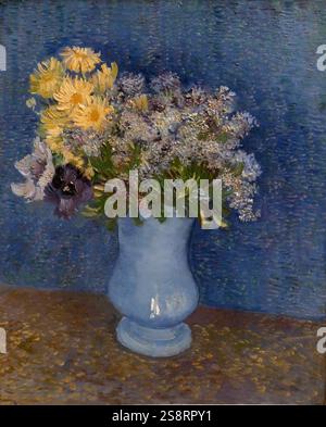 Dipinto intitolato "Bouquet of Flowers in a Blue Vase" di Vincent van Gogh. Vincent Willem van Gogh (1853-1890) è un pittore olandese post-impressionista. Olio su tela (46 x 38 cm) Ginevra, Museo d'arte e storia Foto Stock
