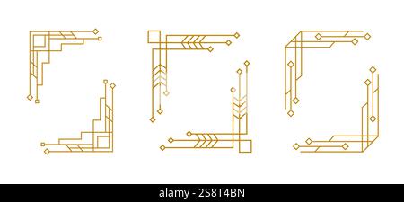 Set di cornici in oro Art Deco Line Illustrazione Vettoriale