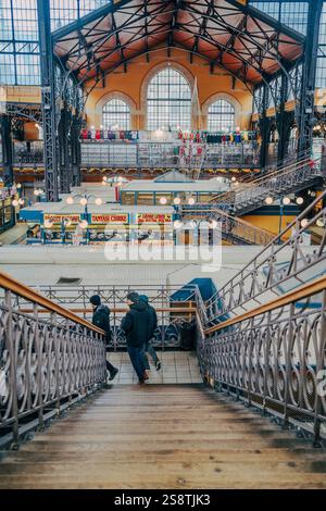 Il grande mercato coperto di Budapest (mercato centrale), il più grande mercato coperto costruito nel 1897 a Budapest, Ungheria. Foto Stock