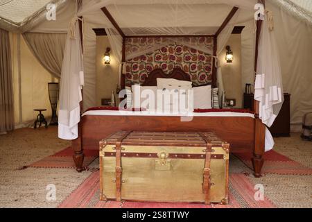 Campo tendato di lusso TUTC, Maha Kumbh Mela, Prayagraj, Uttar Pradesh, India. Foto Stock