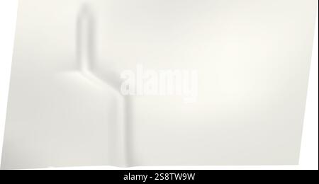 Foglio di carta bianca incollato con realistici effetti piegati e stropicciati che creano ombre, ideale per sfondi, texture, poster, volantini, o web design Illustrazione Vettoriale