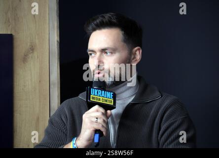 KIEV, UCRAINA - 23 GENNAIO 2025 - ospite Timur Miroshnychenko partecipa al sorteggio e alla presentazione di canzoni dei finalisti del Vidbir 2025, la fase di selezione nazionale per l'Eurovision Song Contest 2025, Kiev, capitale dell'Ucraina. (Foto di Eugen Kotenko/Ukrinform) Foto Stock